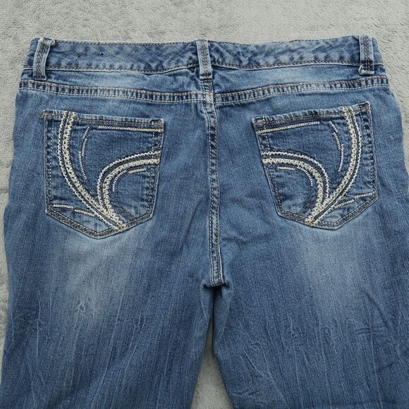 Ariya Jeans Womens Size 13/14 Blue Low-Rise Straight Denim 27.5"Inseam Destroyed - Picture 11 of 14